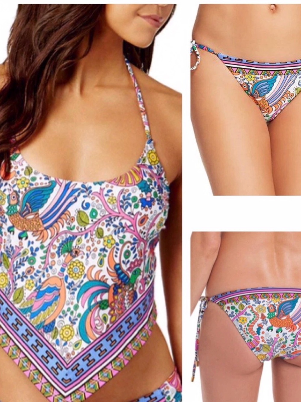 Trina Turk jungle beach set tankini top and side tie bottoms size medium / 6